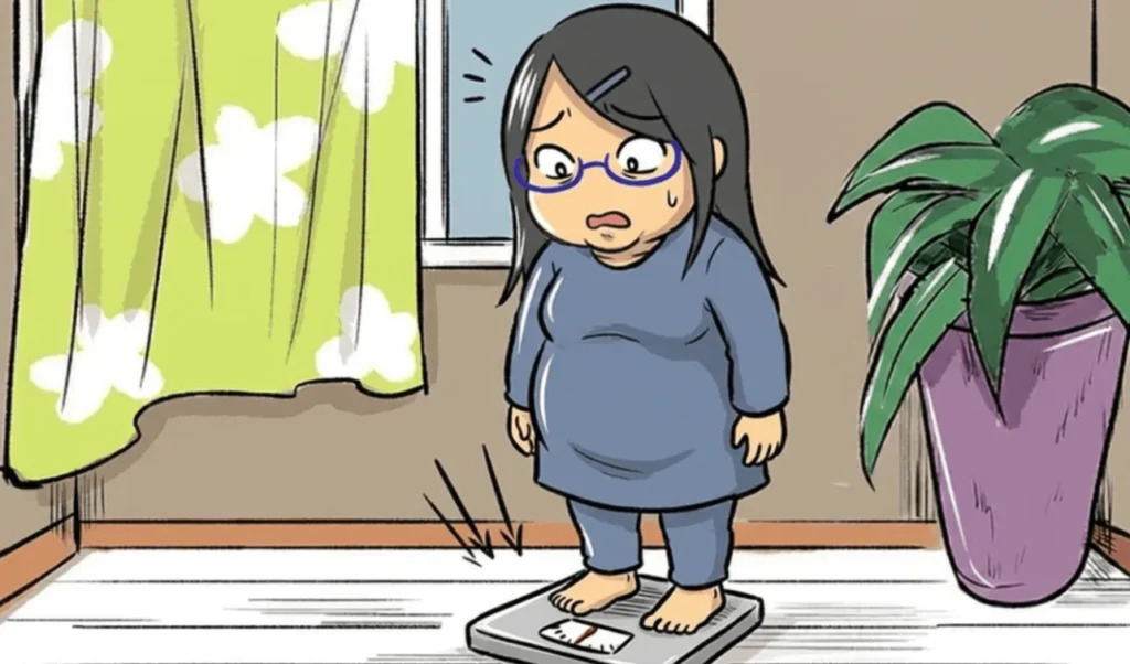 体重計に乗っている
